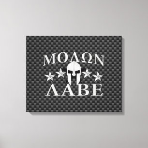 Molon Labe Spartan Warrior Helmet 5 sterren Canvas Afdruk