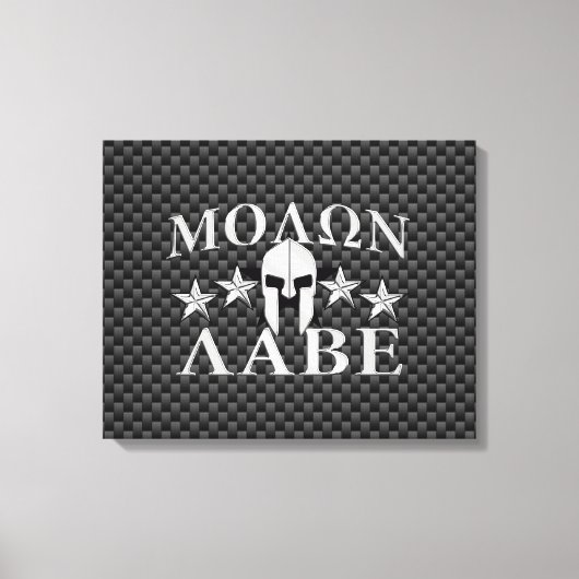 Molon Labe Spartan Warrior Helmet 5 sterren Canvas Afdruk (Voorkant)