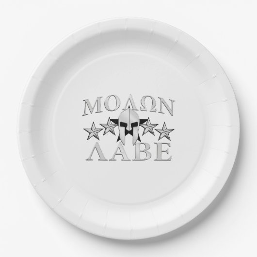 Molon Labe Spartan Warrior Helmet 5 sterren Papieren Bordje (Voorkant)