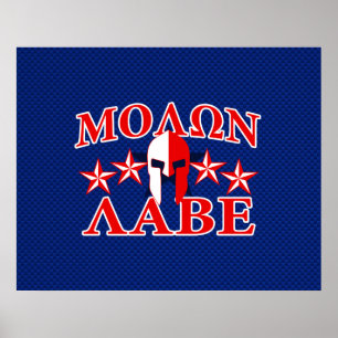 Molon Labe Spartan Warrior Helmet 5 sterren Patrio Poster