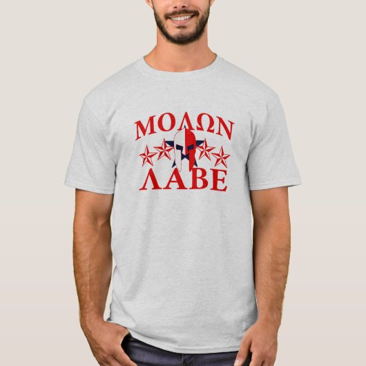 Molon Labe Spartan Warrior Helmet 5 sterren Patrio T-shirt (Voorkant)