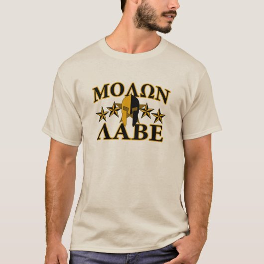 Molon Labe Spartan Warrior Helmet 5 sterren T-shirt (Voorkant)
