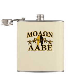 Molon Labe Spartan Warrior Helmet Golden Decor Heupfles