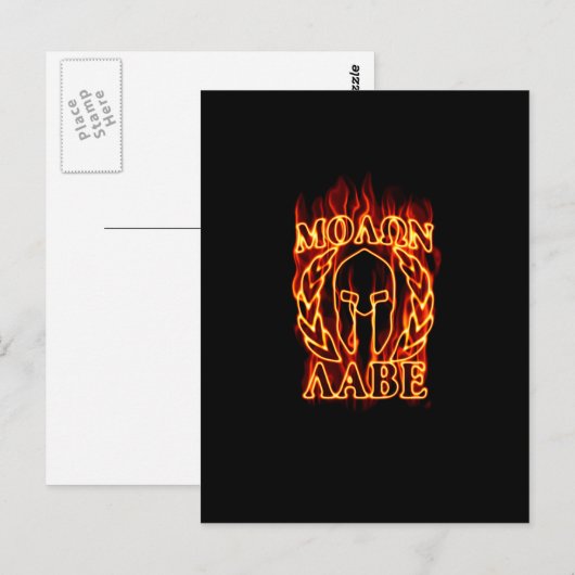 Molon Labe Spartan Warrior in Flames Briefkaart (Voorkant / Achterkant)