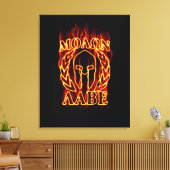 Molon Labe Spartan Warrior in Flames Canvas Afdruk (Insitu (Woonkamer))
