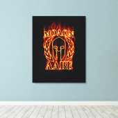 Molon Labe Spartan Warrior in Flames Canvas Afdruk (Insitu (Houten vloer))