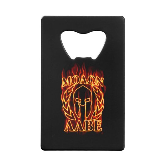 Molon Labe Spartan Warrior in Flames Creditkaart Flessenopener (Voorkant)