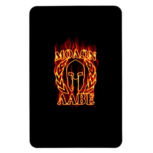 Molon Labe Spartan Warrior in Flames Magneet (Verticaal)