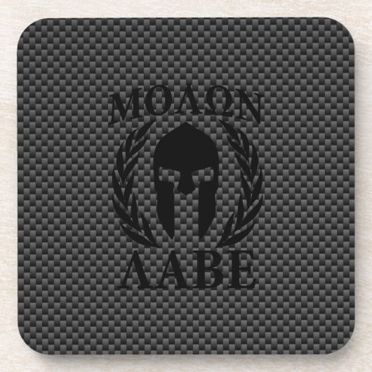 Molon Labe Spartan Warrior Laurels Carbon Style Bier Onderzetter (Voorkant)