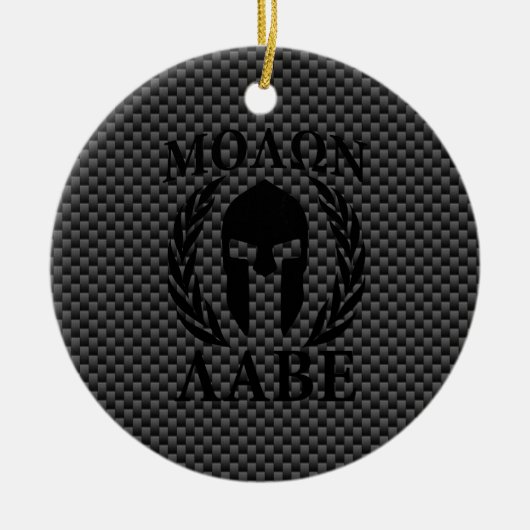 Molon Labe Spartan Warrior Laurels Carbon Style Keramisch Ornament (Voorkant)