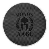 Molon Labe Spartan Warrior Laurels Carbon Style Keramische Knop (Voorkant)