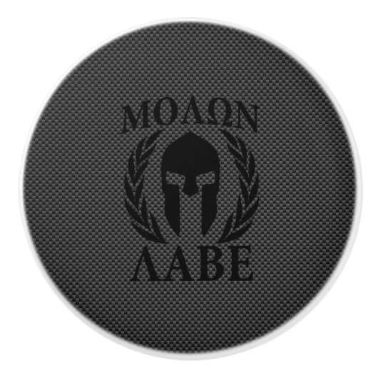 Molon Labe Spartan Warrior Laurels Carbon Style Keramische Knop (Voorkant)