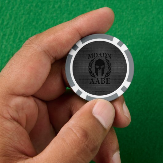 Molon Labe Spartan Warrior Laurels Carbon Style Poker Chips (Hand)