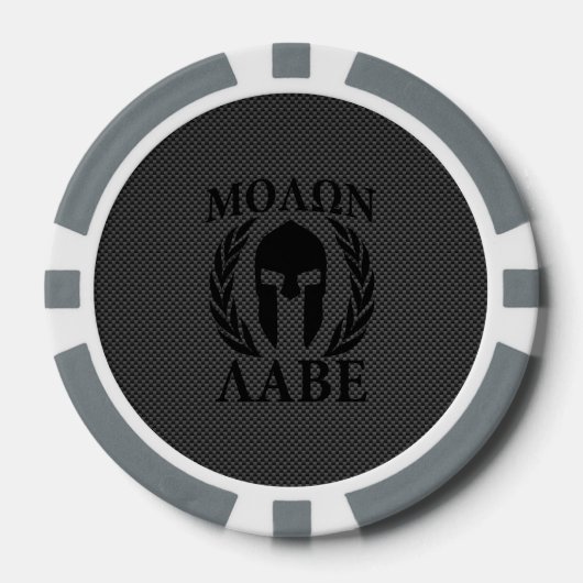 Molon Labe Spartan Warrior Laurels Carbon Style Poker Chips (Voorkant)