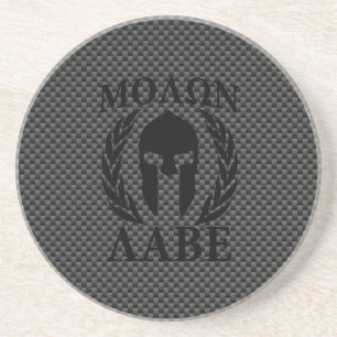 Molon Labe Spartan Warrior Laurels Carbon Style Zandsteen Onderzetter
