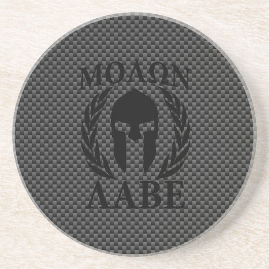Molon Labe Spartan Warrior Laurels Carbon Style Zandsteen Onderzetter (Voorkant)