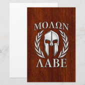 Molon Labe Spartan Warrior Laurels Chro Wood Print Briefpapier (Voorkant / Achterkant)