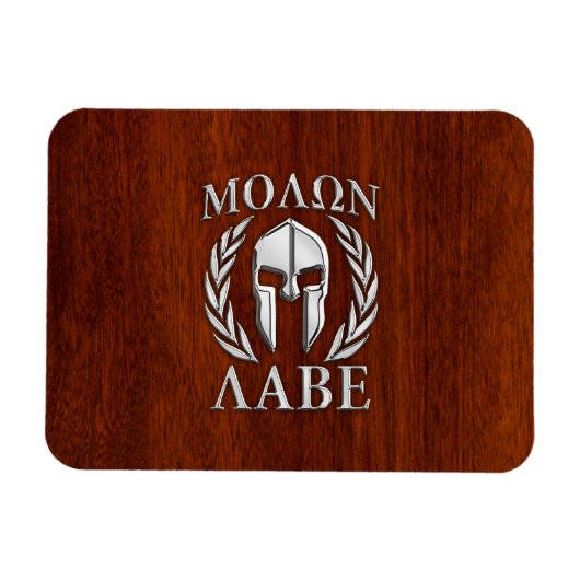 Molon Labe Spartan Warrior Laurels Chro Wood Print Magneet (Horizontaal)