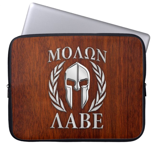 Molon Labe Spartan Warrior Laurels Chrome Style Laptop Sleeve (Voorkant)