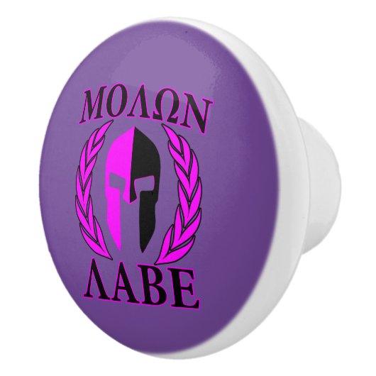 Molon Labe Spartan Warrior Laurels Keramische Knop (Rechts)