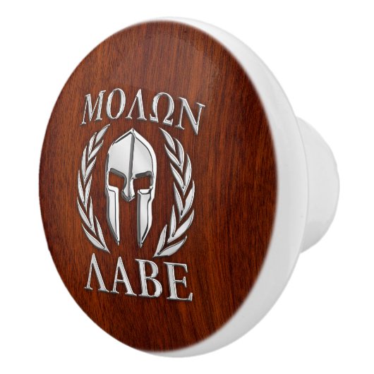 Molon Labe Spartan Warrior Laurels Keramische Knop (Rechts)