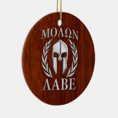 Molon Labe Spartan Warrior Laurels Mahogany Print Keramisch Ornament (Rechts)