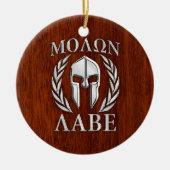Molon Labe Spartan Warrior Laurels Mahogany Print Keramisch Ornament (Voorkant)