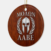Molon Labe Spartan Warrior Laurels Mahogany Print Keramisch Ornament (Links)