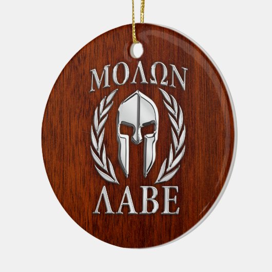 Molon Labe Spartan Warrior Laurels Mahogany Print Keramisch Ornament (Links)