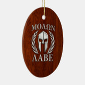 Molon Labe Spartan Warrior Laurels Mahogany Print Keramisch Ornament (Rechts)