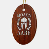 Molon Labe Spartan Warrior Laurels Mahogany Print Keramisch Ornament (Links)