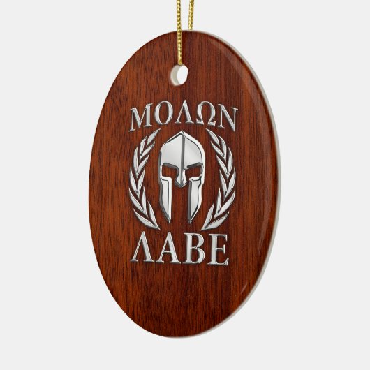 Molon Labe Spartan Warrior Laurels Mahogany Print Keramisch Ornament (Links)
