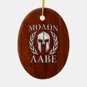 Molon Labe Spartan Warrior Laurels Mahogany Print Keramisch Ornament (Voorkant)