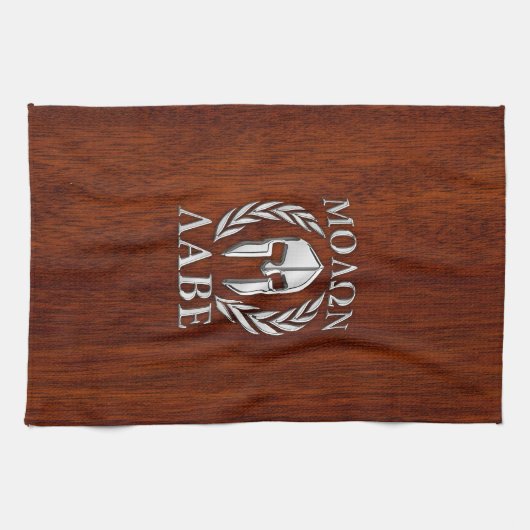 Molon Labe Spartan Warrior Laurels Mahogany Print Theedoek (Horizontaal)