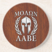 Molon Labe Spartan Warrior Laurels Mahogany Print Zandsteen Onderzetter (Voorkant)
