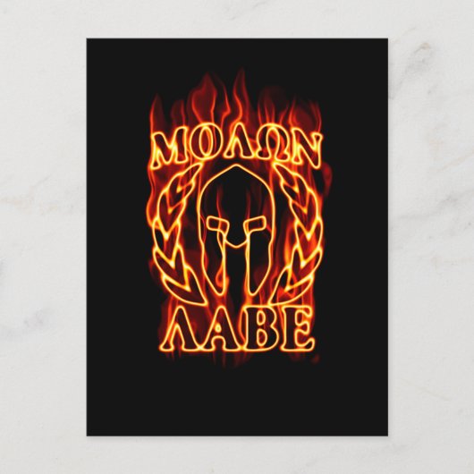 Molon Labe Spartan Warrior Laurels on Fire Briefkaart (Voorkant)