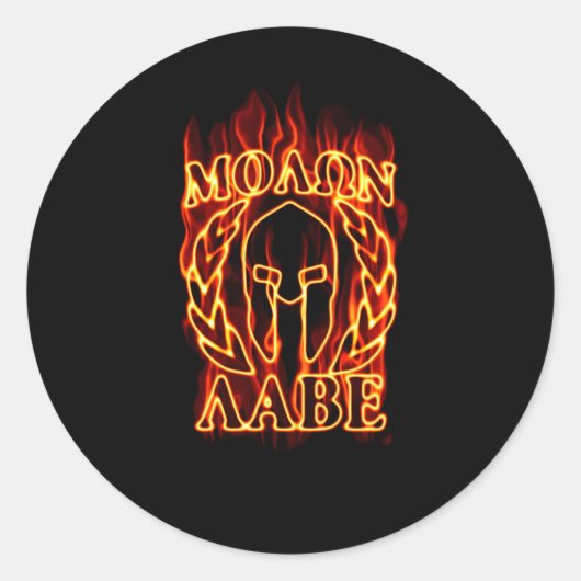 Molon Labe Spartan Warrior Laurels on Fire Ronde Sticker (Voorkant)
