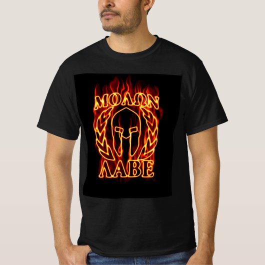 Molon Labe Spartan Warrior Laurels on Fire T-shirt (Voorkant)