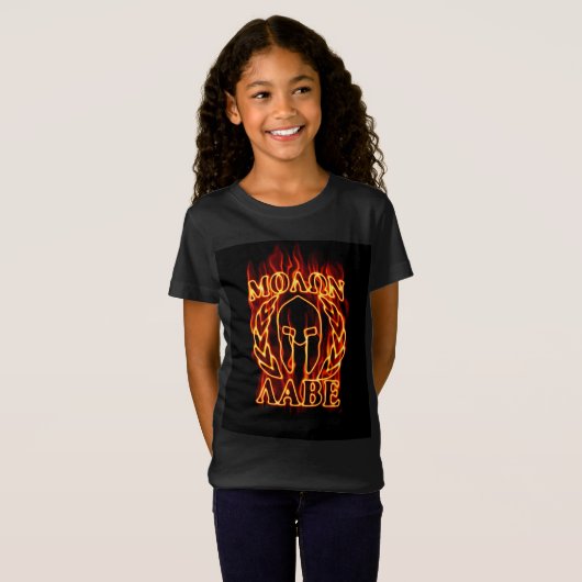 Molon Labe Spartan Warrior Laurels on Fire T-shirt (Voorkant volledig)