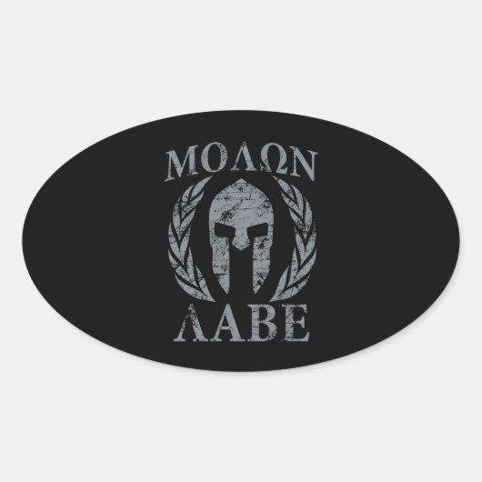 Molon Labe Spartan Warrior Laurels Ovale Sticker (Voorkant)
