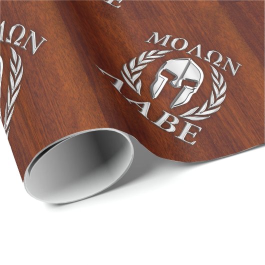 Molon Labe Spartan Warrior Laurels Wood Decor Cadeaupapier (Rol Hoek)