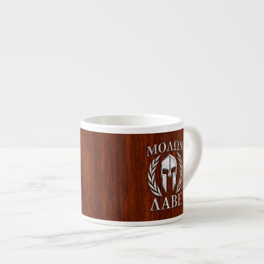 Molon Labe Spartan Warrior Laurels Wood Decor Espresso Kop (Voorkant rechts)