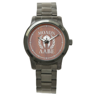Molon Labe Spartan Warrior Laurels Wood Decor Horloge