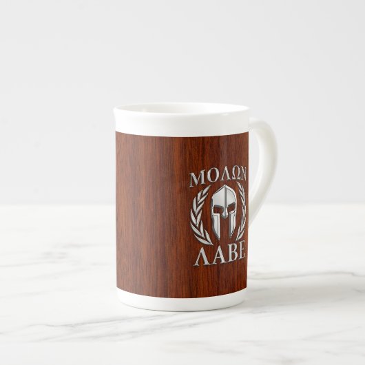 Molon Labe Spartan Warrior Laurels Wood Decor Porselein Kop (Voorkant rechts)