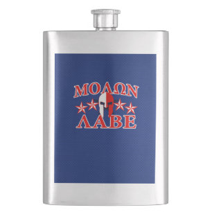 Molon Labe Spartan Warrior Mask 5 sterren Patriot Heupfles