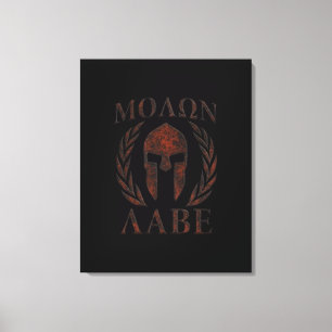 Molon Labe Spartan Warrior Mask Laurels Iron Canvas Afdruk