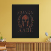 Molon Labe Spartan Warrior Mask Laurels Iron Canvas Afdruk (Insitu (Woonkamer))