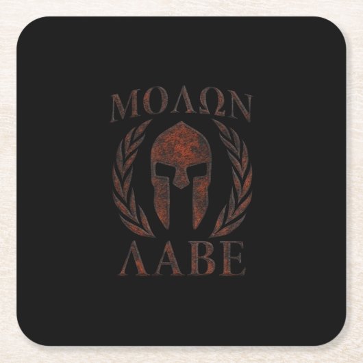 Molon Labe Spartan Warrior Mask Laurels Iron Kartonnen Onderzetters (Voorkant)