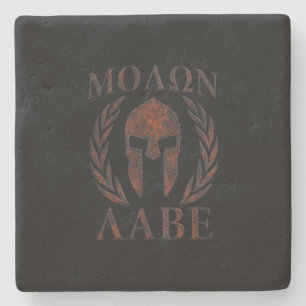 Molon Labe Spartan Warrior Mask Laurels Iron Stenen Onderzetter