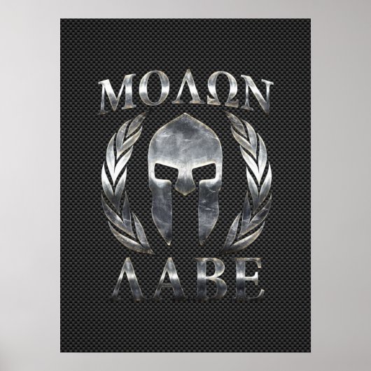 Molon Labe Steel Spartan Helmet op koolstofvezel Poster (Voorkant)